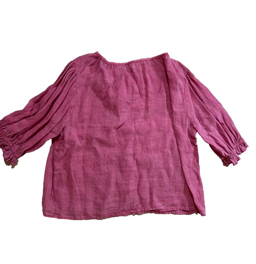 Velvet Graham Spencer Pink Linen Blouse Top Small Boho Casual Beach Summer